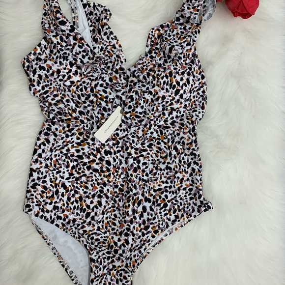 Anthropologie ruffled plunge one piece swimsuit - Picture 7 of 10